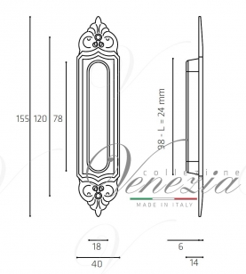 Ручка для раздвижной двери Venezia U122 античное серебро (1шт.)