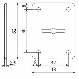 Ключевина для сувальдного ключа DL S03/L PSS (полированная нерж. сталь) прямоугольная 48x62 мм, 1 шт.