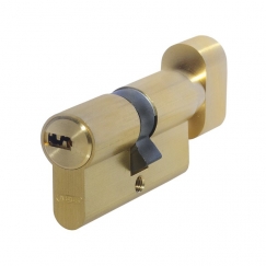 Цилиндр KD6 MM(мат. латунь) ключ/пов. кнопка, Z30ХK30, 5 кл.