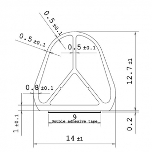 Уплотнитель для дверей D-образный, 14х12,7 мм, самоклеящийся, материал ТЭП (кратно 2,1 м)