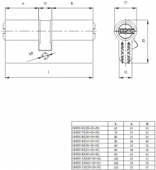 Цилиндровый механизм KALE KILIT 164SN-80(35+10+35)-NI-5KEY-STB 164SN000096