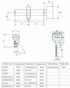 Цилиндровый механизм Avers JM-80(35C/45)-C-G