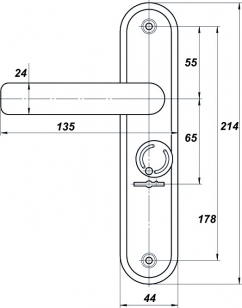 Ручка дверная для ЗВ9 902 НР 0501 (плоская) с пружиной медн.антик