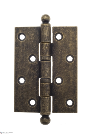 Дверная петля универсальная латунная с круглым колпачком Venezia CRS010 102x76x3 античная бронза