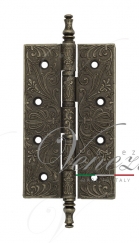 Дверная петля универсальная латунная с узором Venezia CRS012 152x89x4 античное серебро