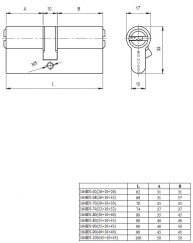 Цилиндровый механизм KALE KILIT 164BN-100(45+10+45)-NP-5KEY-STB 164BN000094