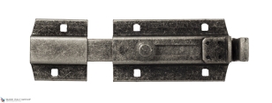 Задвижка дверная усиленная с отверствием для навесного замка ALDEGHI 150мм античное серебро