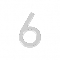 Цифра " 6"  самоклеящаяся ABS (50х37) (FUARO) CP хром