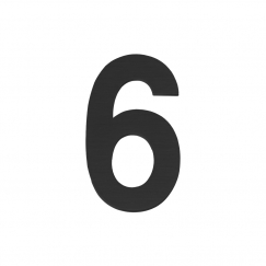 Цифра " 6"  самоклеящаяся SS304 (50х30) (FUARO) BL черный
